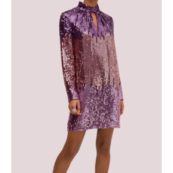 Kate Spade New York Ombre Sequin Long Sleeve Shift Mini Dress Sz 10 Party‎ Event - Picture 2 of 10